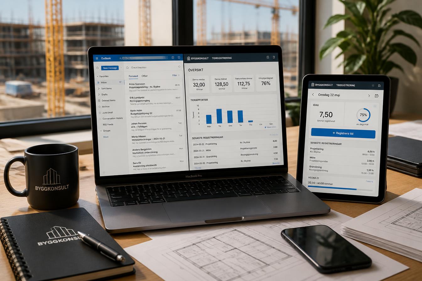 Automatische e-mailverwerking en urenverwerking voor personeel bij Bhombouwbedrijf