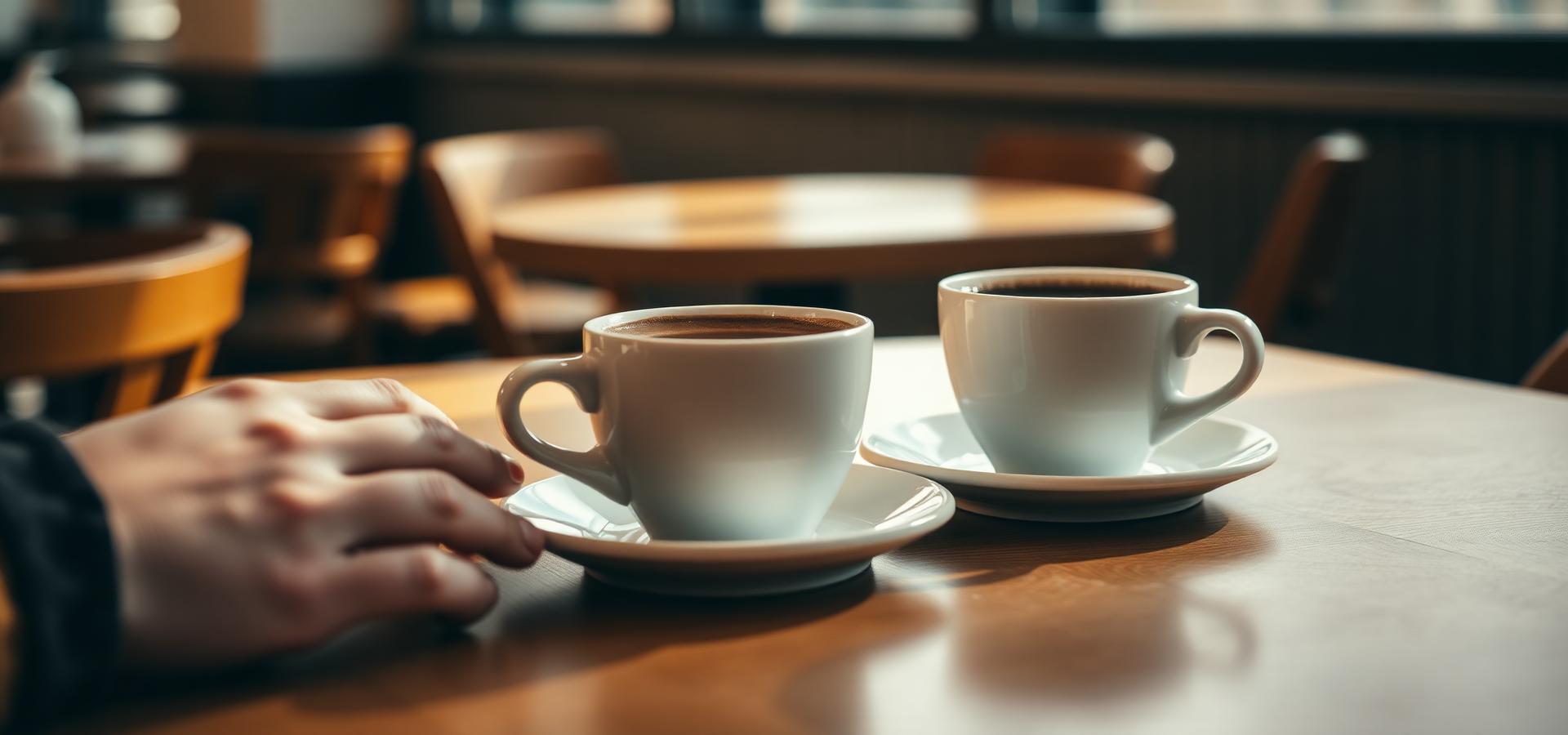 Twee kopjes koffie aan tafel